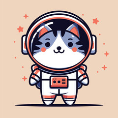 cute cat astronaut cartoon illustration