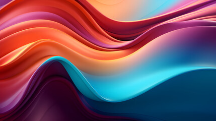 Abstract background with smooth lines in blue and orange colors.3D minimalist colorful abstract...