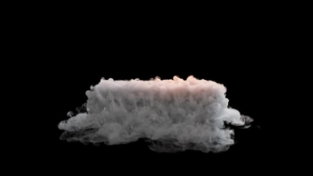 Dry ice heavy smoke 001 like liquid nitrogen, 24p isolated on black, slow motion