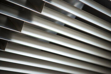Close-up Detailed View of a Modern, Metallic HVAC Vent Installed in Wall