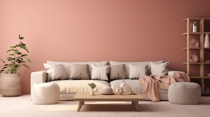 Scandinavian-inspired Living Room with Soft Dusty Rose Walls and Hygge Comfort Design a Scandinavian-inspired living room with soft dusty rose walls