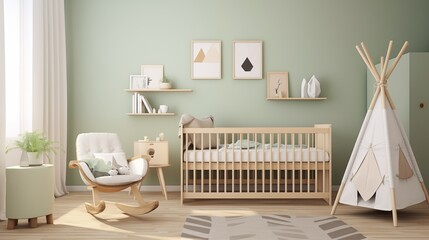 Scandinavian-inspired Nursery with Soft Mint Green Walls and Nordic Charm Create a Scandinavian-inspired nursery with soft mint green walls