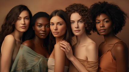 Obraz premium Portrait of difference woman diverse races, women's day concept