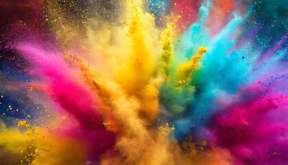 Colorful powders flying in the air, Generative AI, Generative, AI