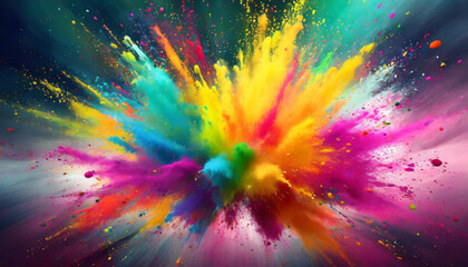 Burst of colors in a Holi celebration - obrazy, fototapety, plakaty