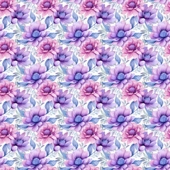Purple Floral Watercolor Pattern. A Beautiful Pattern for Various Purposes