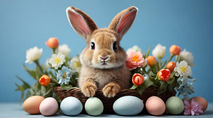 bunny cute hare floral watercolor. generative.ai