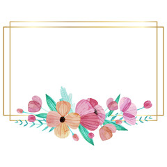 Watercolor floral flower geometric border frame