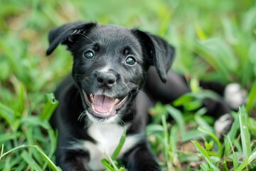portrait of a black labrador puppy