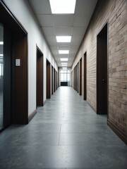Blurred background of a old empty office walkway from Generative AI