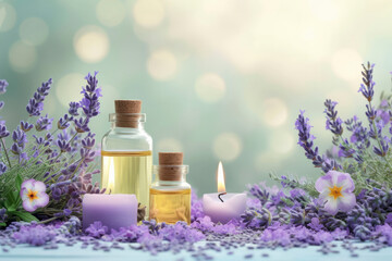 Obraz na płótnie Canvas Essential Oils: Aromatherapy using scents like lavender or chamomile can be paired with calming