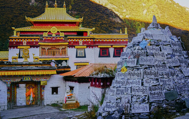 Chonggu Temple in Daocheng, Western Sichuan Province, China