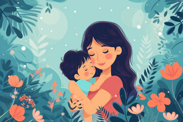 mother tenderly holding her son