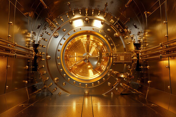 3d image of golden vault door