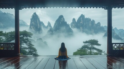 Landscape of Mount Huangshan (Yellow Mountains). UNESCO World Heritage Site. - obrazy, fototapety, plakaty