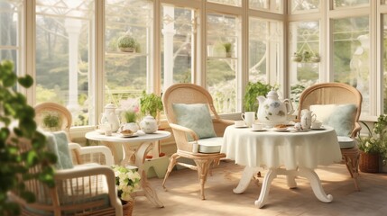 Vintage Tea Room Design a sunroom as a vintage-inspired tea room