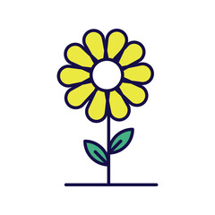 flower icon with white background vector stock illustration