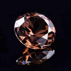 Fototapeta premium cut Brown Diamond ​gem ​of flawless quality on black dark background