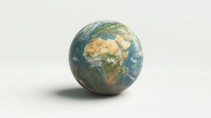 Fototapeta premium Miniature Earth on white backdrop.