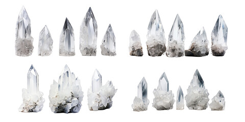 Collection of Quartz isolated on a white background as transparent PNG