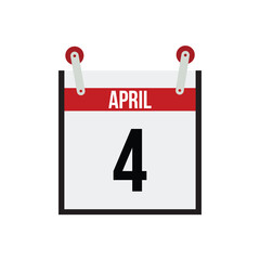 Fototapeta premium April 4. Calendar on white background.