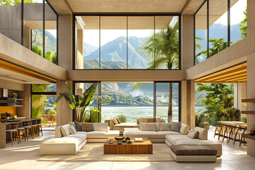 Contemporary home with an amazing mountain and sea view