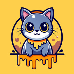 Fototapeta premium Adorable Cat Design: Cute and Playful Feline Graphic for Trendy T-Shirt Print on Demand, Perfect for Cat Lovers and Casual Wear Enthusiasts