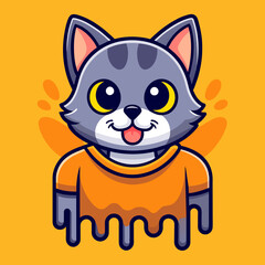 Obraz premium Adorable Cat Design: Cute and Playful Feline Graphic for Trendy T-Shirt Print on Demand, Perfect for Cat Lovers and Casual Wear Enthusiasts