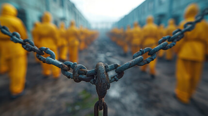 Group of Inmates are detained at the prison. prisoner concept.