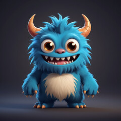 illustration of a cute, furry and horned monster