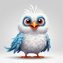 illustration of a cute white bird with blue wings