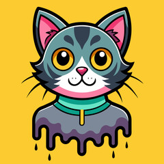 Obraz premium Adorable Cat Design: Cute and Playful Feline Graphic for Trendy T-Shirt Print on Demand, Perfect for Cat Lovers and Casual Wear Enthusiasts