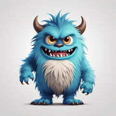 illustration of a cute, furry and horned monster