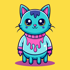 Obraz premium Adorable Cat Design: Cute and Playful Feline Graphic for Trendy T-Shirt Print on Demand, Perfect for Cat Lovers and Casual Wear Enthusiasts