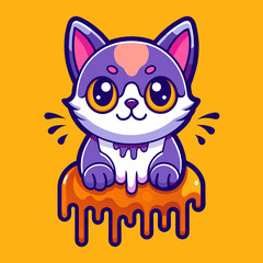 Obraz premium Adorable Cat Design: Cute and Playful Feline Graphic for Trendy T-Shirt Print on Demand, Perfect for Cat Lovers and Casual Wear Enthusiasts