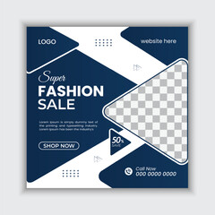 Fashion sale social media post design template of print