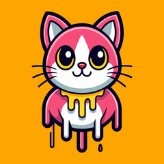 Fototapeta premium Adorable Cat Design: Cute and Playful Feline Graphic for Trendy T-Shirt Print on Demand, Perfect for Cat Lovers and Casual Wear Enthusiasts