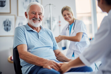 Compassionate Care - Elderly Man Receiving a Vaccine with a Reassuring Smile