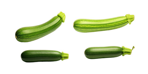 Collection of cucumber isolated on a white background as transparent PNG