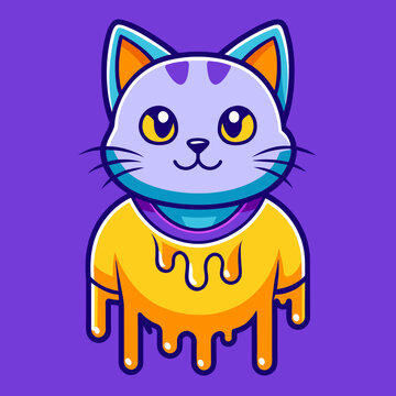 Adorable Cat Design: Cute and Playful Feline Graphic for Trendy T-Shirt Print on Demand, Perfect for Cat Lovers and Casual Wear Enthusiasts