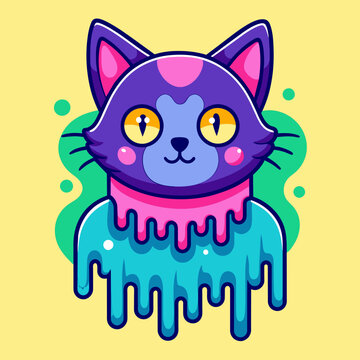 Adorable Cat Design: Cute and Playful Feline Graphic for Trendy T-Shirt Print on Demand, Perfect for Cat Lovers and Casual Wear Enthusiasts
