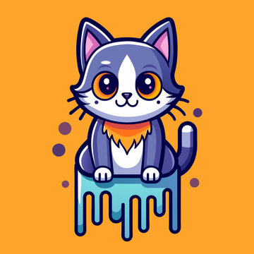 Adorable Cat Design: Cute and Playful Feline Graphic for Trendy T-Shirt Print on Demand, Perfect for Cat Lovers and Casual Wear Enthusiasts