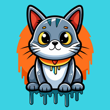 Adorable Cat Design: Cute and Playful Feline Graphic for Trendy T-Shirt Print on Demand, Perfect for Cat Lovers and Casual Wear Enthusiasts