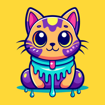 Adorable Cat Design: Cute and Playful Feline Graphic for Trendy T-Shirt Print on Demand, Perfect for Cat Lovers and Casual Wear Enthusiasts