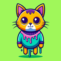 Obraz premium Adorable Cat Design: Cute and Playful Feline Graphic for Trendy T-Shirt Print on Demand, Perfect for Cat Lovers and Casual Wear Enthusiasts