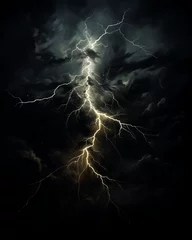 Fotobehang closeup lightning bolt sky horror matte oil horrible standing maelstrom overblown dimmed light rage torrent metal © Cary
