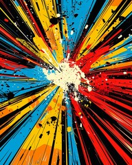 closeup explosion paint sonic centered design explosive white canvas background empty daylight blast brightly colored - obrazy, fototapety, plakaty