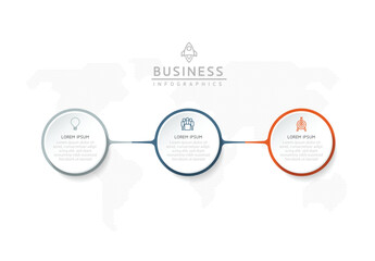 Vector infographic business presentation template with circular interconnection with 3 options.