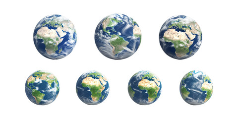 Collection of earth isolated on a white background as transparent PNG