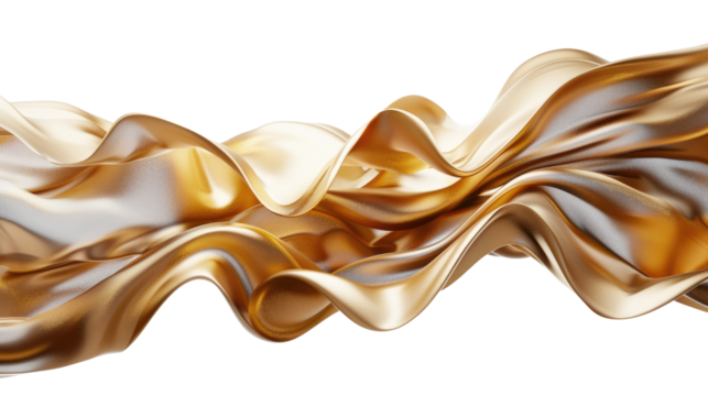 golden flow ribbon isolated on transparent background